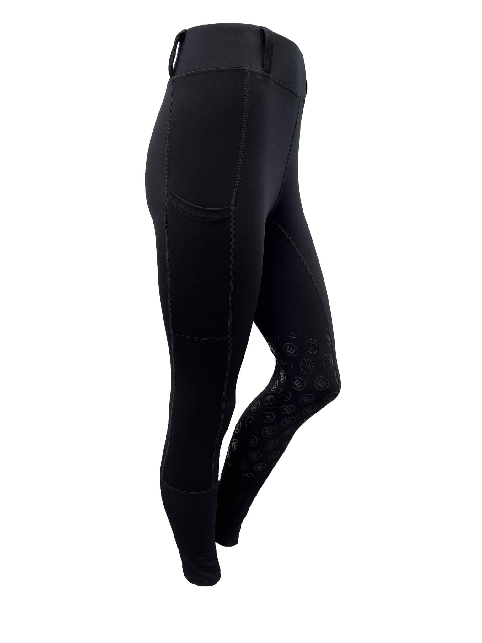 Reitleggings BELLA black (Flauschiger Stoff, Kniegrip)